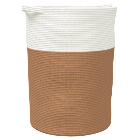 vidaXL Opbergmand Ø 49x65 cm katoen bruin en wit afbeelding2 - 1