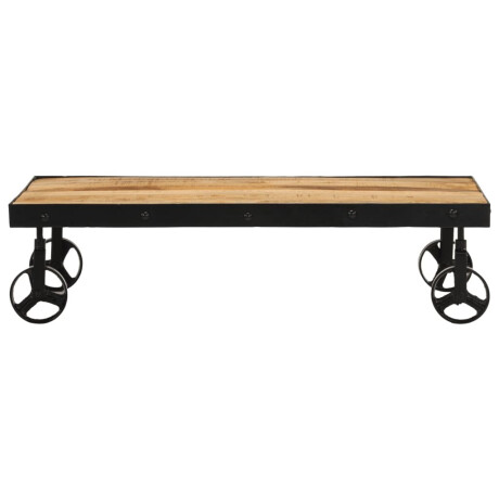 vidaXL Salontafel met wieltjes 100x55x26 cm massief mangohout afbeelding2 - 1