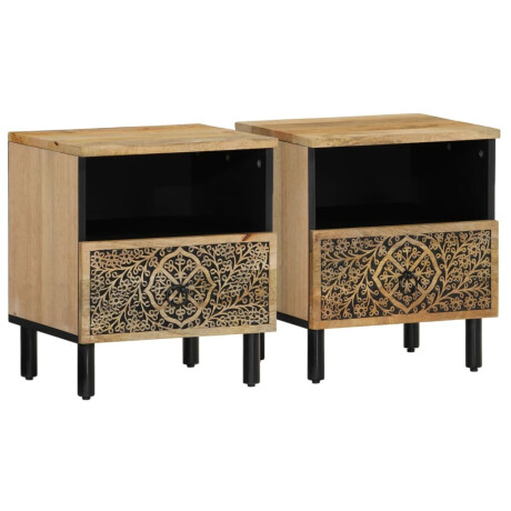 vidaXL Nachtkastjes 2 st 40x33x46 cm massief mangohout afbeelding2 - 1