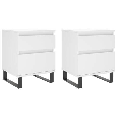vidaXL Nachtkastjes 2 st 40x35x50 cm bewerkt hout wit afbeelding2 - 1