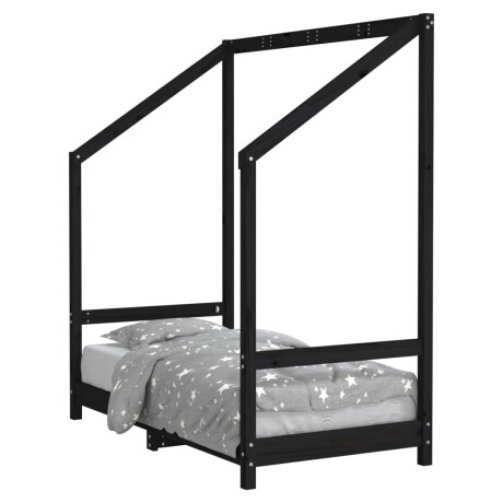 vidaXL Kinderbedframe 70x140 cm massief grenenhout zwart afbeelding2 - 1