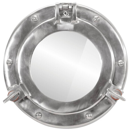 vidaXL Wandspiegel patrijspoort Ø23 cm aluminium en glas afbeelding2 - 1