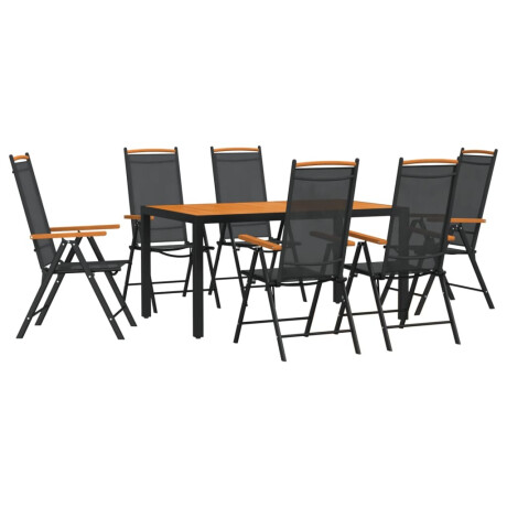 vidaXL 7-delige Tuinset aluminium zwart en bruin afbeelding2 - 1