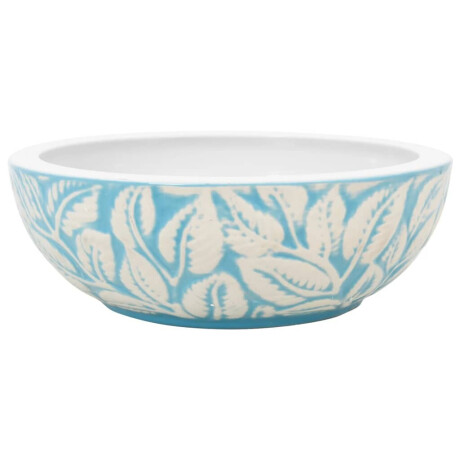 vidaXL Opzetwasbak rond Φ41x14 cm keramiek wit en blauw afbeelding2 - 1