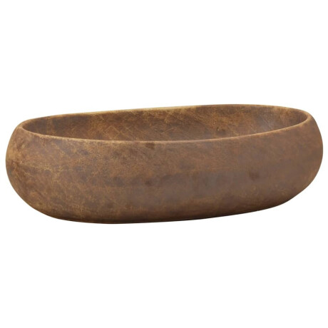 vidaXL Opzetwasbak ovaal 59x40x15 cm keramiek bruin afbeelding2 - 1