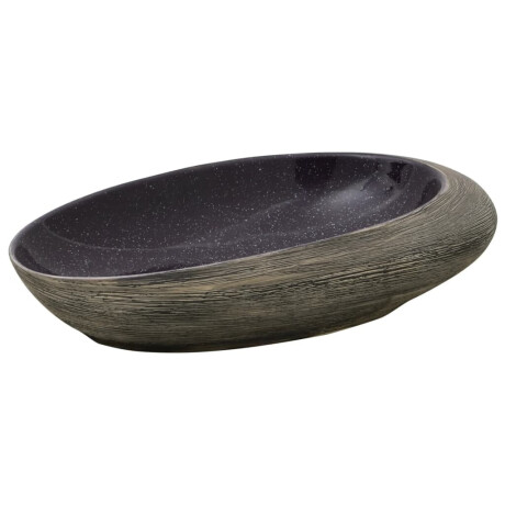 vidaXL Opzetwasbak ovaal 59x40x14 cm keramiek paars en grijs afbeelding2 - 1