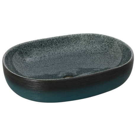 vidaXL Opzetwasbak ovaal 59x40x14 cm keramiek turquoise afbeelding2 - 1