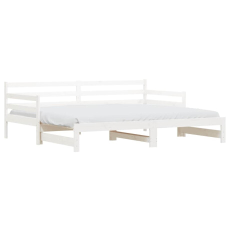 vidaXL Slaapbank met onderschuifbed 90x200 cm massief grenenhout wit afbeelding2 - 1
