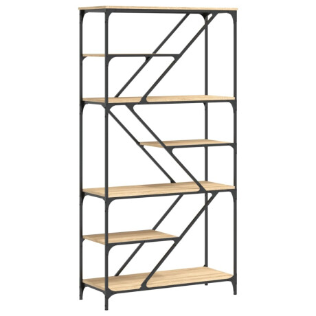 vidaXL Boekenrek 91x36x176 cm bewerkt hout en staal sonoma eikenkleur afbeelding2 - 1