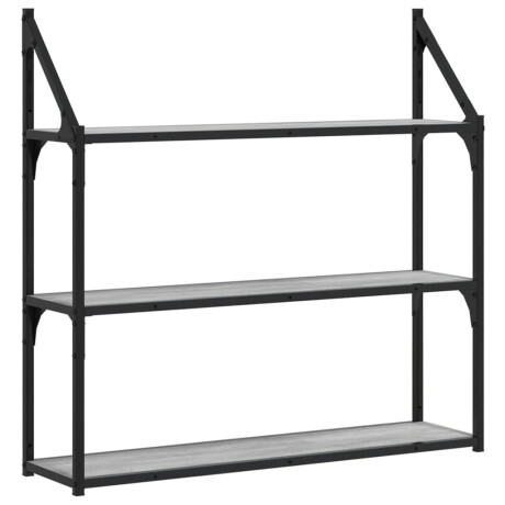 vidaXL Wandrek 3-laags 80x21x78,5 cm bewerkt hout grijs sonoma afbeelding2 - 1