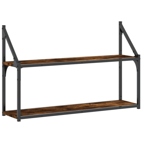 vidaXL Wandrek 2-laags 80x21x51 cm bewerkt hout gerookt eikenkleurig afbeelding2 - 1