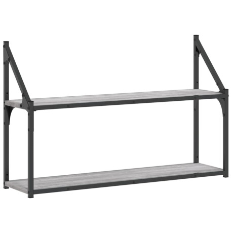 vidaXL Wandrek 2-laags 80x21x51 cm bewerkt hout grijs sonoma eiken afbeelding2 - 1