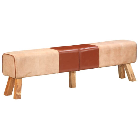 vidaXL Gymbok 160 cm echt leer en canvas bruin afbeelding2 - 1