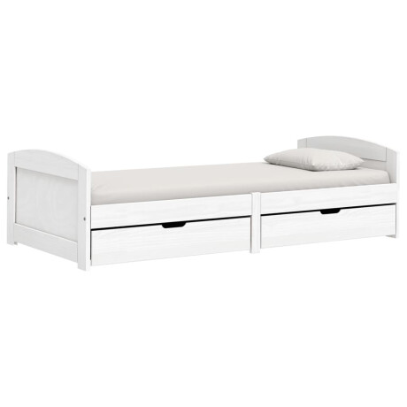 vidaXL Slaapbank met 2 lades IRUN 90x200 cm massief grenenhout wit afbeelding2 - 1