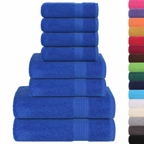 vidaXL 8-delige Handdoekenset 360 g/m² 100% katoen blauw afbeelding2 - 1