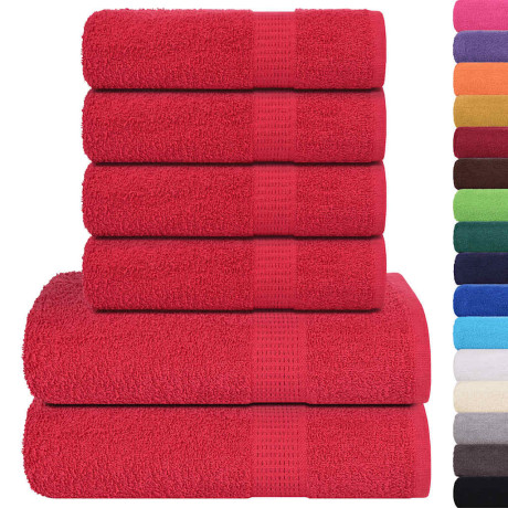 vidaXL 6-delige Handdoekenset 360 g/m² 100% katoen rood afbeelding2 - 1