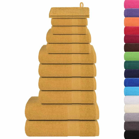 vidaXL 12-delige Handdoekenset 360 g/m² 100% katoen goudkleurig afbeelding2 - 1