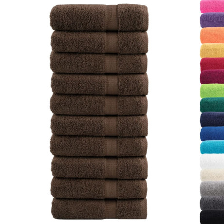 vidaXL Handdoeken SOLUND 10 st 600 g/m² 50x100 cm bruin afbeelding2 - 1