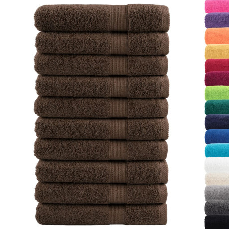 vidaXL Handdoeken SOLUND 10 st 600 g/m² 100x200 cm bruin afbeelding2 - 1