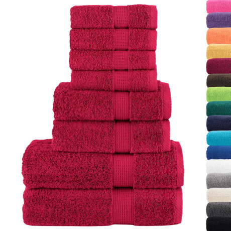 vidaXL 8-delige Handdoekenset SOLUND 600 g/m² rood afbeelding2 - 1