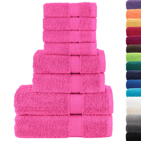 vidaXL 8-delige Handdoekenset SOLUND 600 g/m² roze afbeelding2 - 1