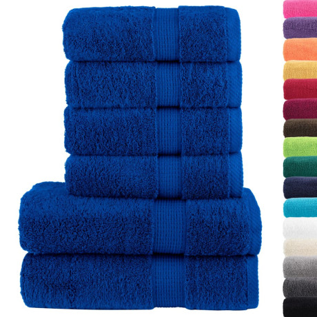 vidaXL 6-delige Handdoekenset SOLUND 600 g/m² blauw afbeelding2 - 1