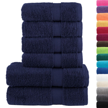 vidaXL 6-delige Handdoekenset SOLUND 600 g/m² marineblauw afbeelding2 - 1