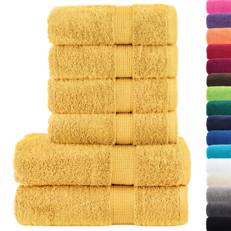vidaXL 6-delige Handdoekenset SOLUND 600 g/m² goudkleurig afbeelding2 - 1