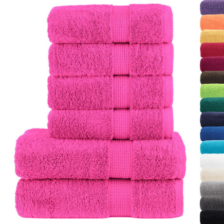 vidaXL 6-delige Handdoekenset SOLUND 600 g/m² roze afbeelding2 - 1