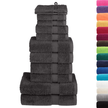 vidaXL 12-delige Handdoekenset SOLUND 600 g/m² antracietkleurig afbeelding2 - 1