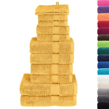 vidaXL 12-delige Handdoekenset SOLUND 600 g/m² goudkleurig afbeelding2 - 1