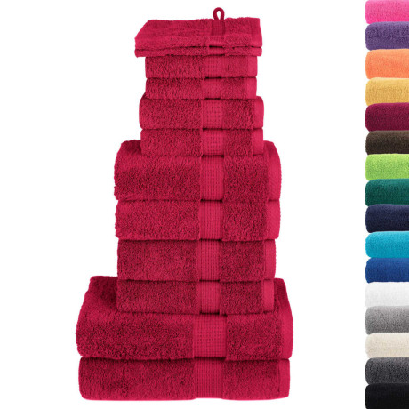 vidaXL 12-delige Handdoekenset SOLUND 600 g/m² rood afbeelding2 - 1