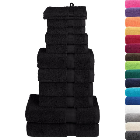 vidaXL 12-delige Handdoekenset SOLUND 600 g/m² zwart afbeelding2 - 1