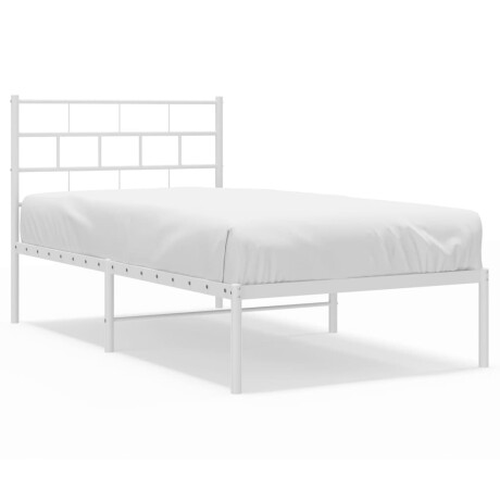 vidaXL Bedframe met hoofdbord zonder matras metaal wit 75x190 cm afbeelding2 - 1
