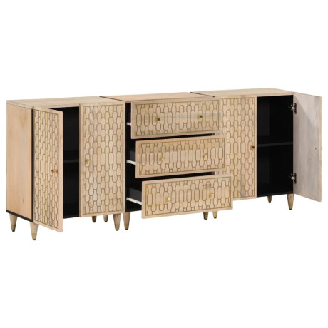 vidaXL Bijzetkasten 3 st 60x33x75 cm massief mangohout afbeelding2 - 1