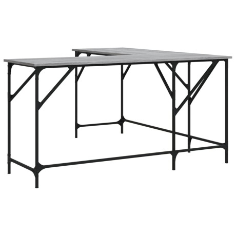vidaXL Bureau 149x149x75 cm bewerkt hout grijs sonoma eikenkleurig afbeelding2 - 1
