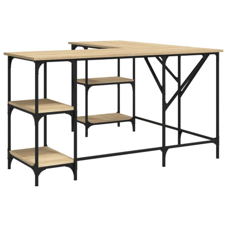 vidaXL Bureau 139x139x75 cm bewerkt hout sonoma eikenkleurig afbeelding2 - 1