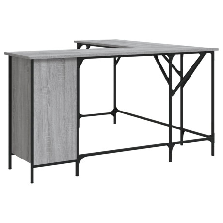 vidaXL Bureau 141x141x75 cm bewerkt hout grijs sonoma eikenkleurig afbeelding2 - 1