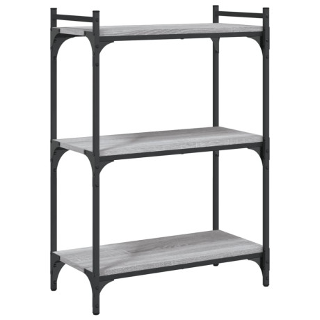 vidaXL Boekenkast 3-laags 60x30x86 cm bewerkt hout grijs sonoma eiken afbeelding2 - 1