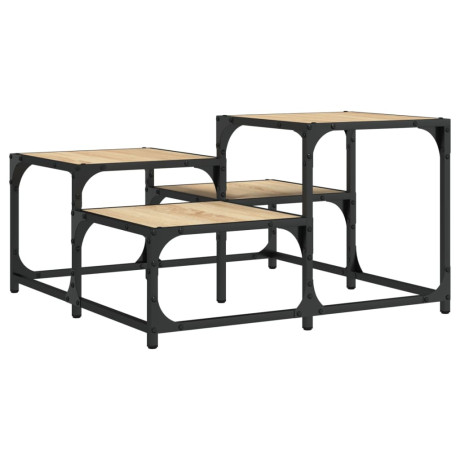 vidaXL Salontafel 68x68x40 cm bewerkt hout sonoma eikenkleurig afbeelding2 - 1