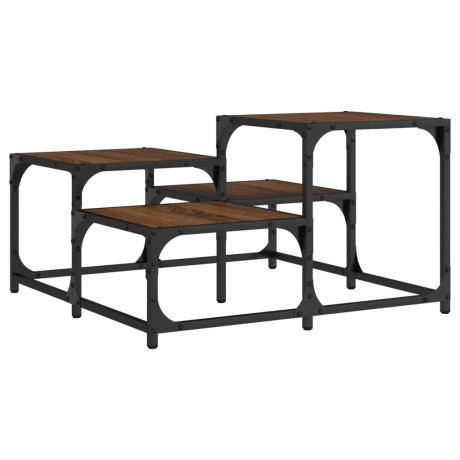 vidaXL Salontafel 68x68x40 cm bewerkt hout bruin eikenkleur afbeelding2 - 1