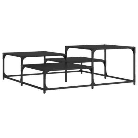 vidaXL Salontafel 107x107x40 cm bewerkt hout zwart afbeelding2 - 1