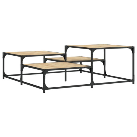 vidaXL Salontafel 107x107x40 cm bewerkt hout sonoma eikenkleurig afbeelding2 - 1