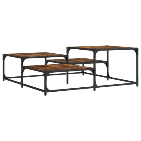 vidaXL Salontafel 107x107x40 cm bewerkt hout gerookt eikenkleurig afbeelding2 - 1