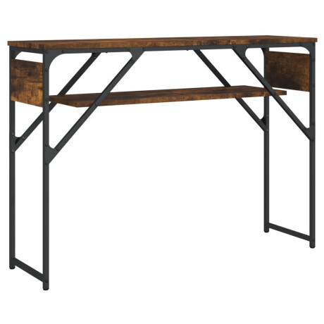 vidaXL Wandtafel met schap 105x30x75 cm bewerkt hout gerookt eiken afbeelding2 - 1