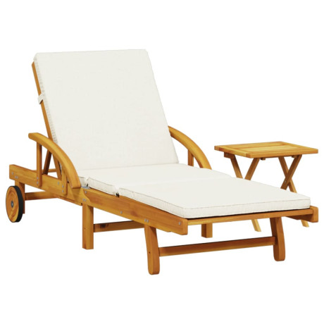 vidaXL Ligbed met kussen en tafel massief acaciahout afbeelding2 - 1