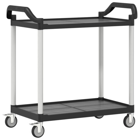 vidaXL Trolley 2-laags 99x50x97 cm aluminium zwart afbeelding2 - 1