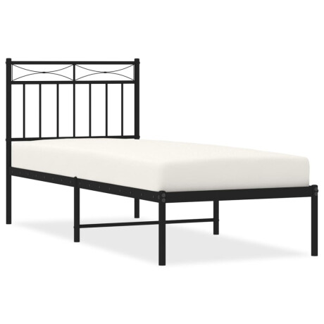 vidaXL Bedframe met hoofdbord metaal zwart 75x190 cm afbeelding2 - 1