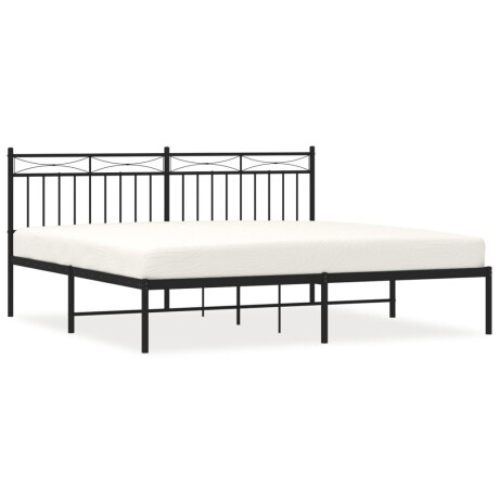 vidaXL Bedframe met hoofdbord metaal zwart 180x200 cm afbeelding2 - 1