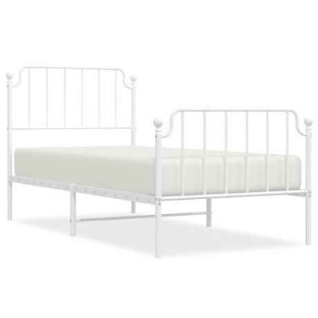 vidaXL Bedframe met hoofd- en voeteneinde metaal wit 90x200 cm afbeelding2 - 1